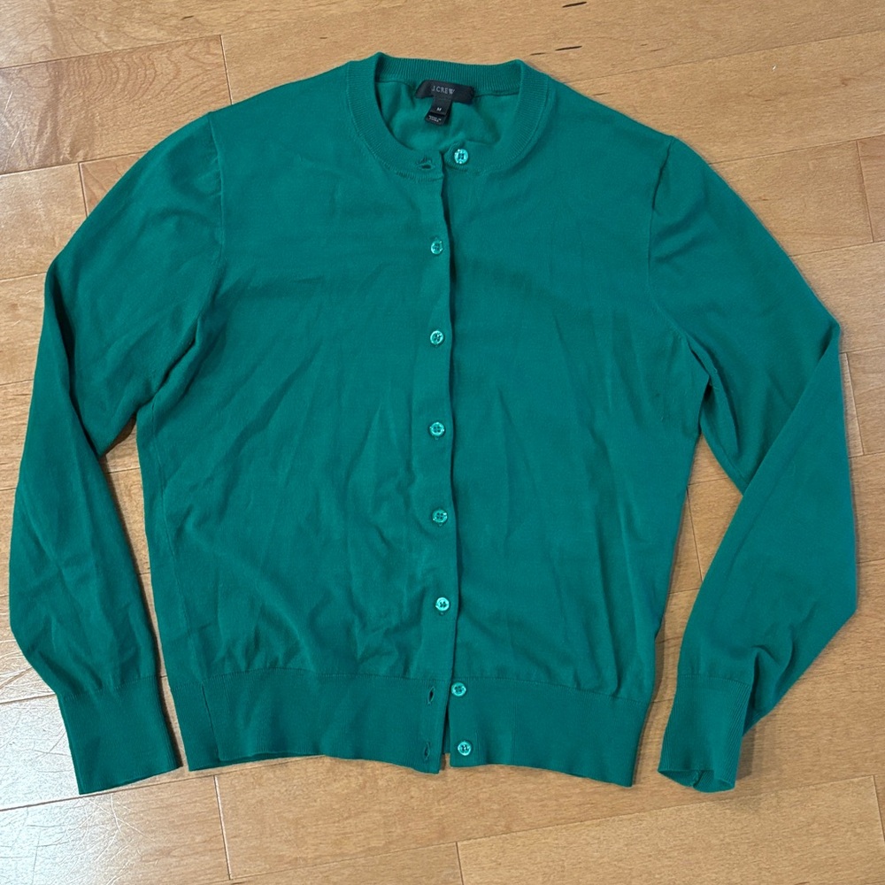J. Crew Women's bright green /teal Jackie Cardigan